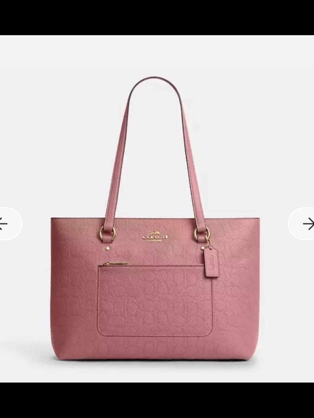 Coach Signature Tote Bag Signature Leather Gold/Peony - Picture 10 of 10